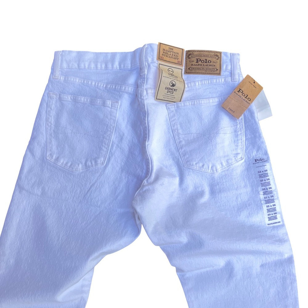 Polo Ralph Lauren Jeans Mens 33x30 White Hampton Relaxed Straight Denim Pant NEW - Picture 6 of 9